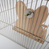Maxbell Parrots Mirror Feeder Cups Cage Perches Wooden Frames Dish for Cage Toy
