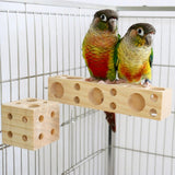 Maxbell Wooden Block with Holes Easy Install Bird Chewing Toy for Macaws Budgie 20cmx4cmx4cm