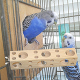 Maxbell Wooden Block with Holes Easy Install Bird Chewing Toy for Macaws Budgie 20cmx4cmx4cm