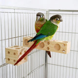 Maxbell Wooden Block with Holes Easy Install Bird Chewing Toy for Macaws Budgie 20cmx4cmx4cm