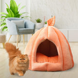 Maxbell Cave Pet Bed Dog Tent Nonslip Slip Cats Warm House for Small Medium Puppy Orange 35x35x35cm