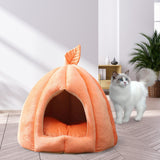 Maxbell Cave Pet Bed Dog Tent Nonslip Slip Cats Warm House for Small Medium Puppy Orange 35x35x35cm