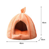 Maxbell Cave Pet Bed Dog Tent Nonslip Slip Cats Warm House for Small Medium Puppy Orange 48x50x40cm