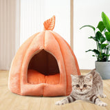 Maxbell Cave Pet Bed Dog Tent Nonslip Slip Cats Warm House for Small Medium Puppy Orange 48x50x40cm
