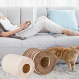 Maxbell Cave House Semi Enclosed Small Dog Bed Breathable Cat Beds for Indoor Cats Brown