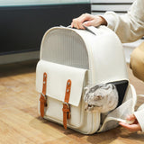Maxbell Cat Carrier Backpack for Cat & Small Dog Breathable for Outdoor Outing Beige