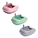 Maxbell Pet Litter Tray Durable Sand Box Container Splashproof Toilet Cat Litter Box Pink