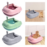 Maxbell Pet Litter Tray Durable Sand Box Container Splashproof Toilet Cat Litter Box Pink