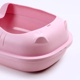 Maxbell Pet Litter Tray Durable Sand Box Container Splashproof Toilet Cat Litter Box Pink