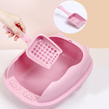 Maxbell Pet Litter Tray Durable Sand Box Container Splashproof Toilet Cat Litter Box Pink