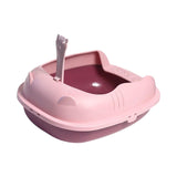 Maxbell Pet Litter Tray Durable Sand Box Container Splashproof Toilet Cat Litter Box Pink