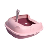 Maxbell Pet Litter Tray Durable Sand Box Container Splashproof Toilet Cat Litter Box Pink