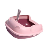 Maxbell Pet Litter Tray Durable Sand Box Container Splashproof Toilet Cat Litter Box Pink