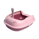 Maxbell Pet Litter Tray Durable Sand Box Container Splashproof Toilet Cat Litter Box Pink