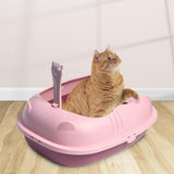 Maxbell Pet Litter Tray Durable Sand Box Container Splashproof Toilet Cat Litter Box Pink