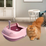 Maxbell Pet Litter Tray Durable Sand Box Container Splashproof Toilet Cat Litter Box Pink