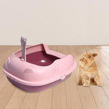 Maxbell Pet Litter Tray Durable Sand Box Container Splashproof Toilet Cat Litter Box Pink