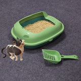 Maxbell Pet Litter Tray Durable Sand Box Container Splashproof Toilet Cat Litter Box Green