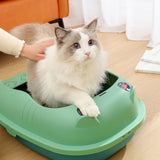 Maxbell Pet Litter Tray Durable Sand Box Container Splashproof Toilet Cat Litter Box Green