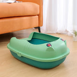 Maxbell Pet Litter Tray Durable Sand Box Container Splashproof Toilet Cat Litter Box Green