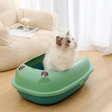 Maxbell Pet Litter Tray Durable Sand Box Container Splashproof Toilet Cat Litter Box Green