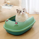 Maxbell Pet Litter Tray Durable Sand Box Container Splashproof Toilet Cat Litter Box Green