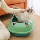 Maxbell Pet Litter Tray Durable Sand Box Container Splashproof Toilet Cat Litter Box Green