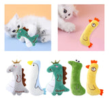 Maxbell Cat Catnip Toy Gift Kitten Interactive Plush Toy Bite Resistant Chewing Toy Gray Dinosaur 11.5cm