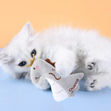 Maxbell Cat Catnip Toy Gift Kitten Interactive Plush Toy Bite Resistant Chewing Toy Gray Dinosaur 11.5cm