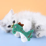 Maxbell Cat Catnip Toy Gift Kitten Interactive Plush Toy Bite Resistant Chewing Toy GreenDinosaur 11.5cm