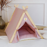 Maxbell Soft Pet Tent Nest Nonslip Puppy Warm Cave with Pad Washable Basket Winter Pink