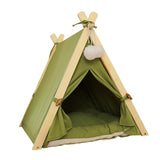 Maxbell Soft Pet Tent Nest Nonslip Puppy Warm Cave with Pad Washable Basket Winter Green