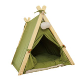 Maxbell Soft Pet Tent Nest Nonslip Puppy Warm Cave with Pad Washable Basket Winter Green