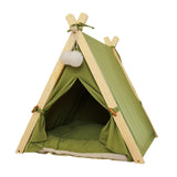 Maxbell Soft Pet Tent Nest Nonslip Puppy Warm Cave with Pad Washable Basket Winter Green
