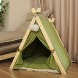 Maxbell Soft Pet Tent Nest Nonslip Puppy Warm Cave with Pad Washable Basket Winter Green