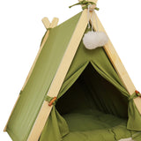 Maxbell Soft Pet Tent Nest Nonslip Puppy Warm Cave with Pad Washable Basket Winter Green