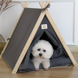 Maxbell Soft Pet Tent Nest Nonslip Puppy Warm Cave with Pad Washable Basket Winter Grey