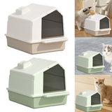 Maxbell Cat Litter Box Toilet Enclosed Anti Splashing Large Space Washroom with Lid Brown