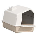 Maxbell Cat Litter Box Toilet Enclosed Anti Splashing Large Space Washroom with Lid Brown