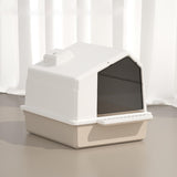 Maxbell Cat Litter Box Toilet Enclosed Anti Splashing Large Space Washroom with Lid Brown
