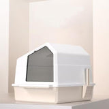 Maxbell Cat Litter Box Toilet Enclosed Anti Splashing Large Space Washroom with Lid Brown