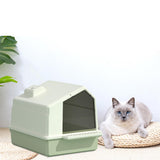 Maxbell Cat Litter Box Toilet Enclosed Anti Splashing Large Space Washroom with Lid Green