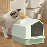 Maxbell Cat Litter Box Toilet Enclosed Anti Splashing Large Space Washroom with Lid Green