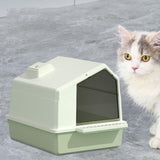 Maxbell Cat Litter Box Toilet Enclosed Anti Splashing Large Space Washroom with Lid Green