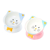 Maxbell Elevated Cat Food Bowl Pet Feeding Bowl Non Slip Raised Tilted Pet Feeder Light Blue