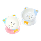 Maxbell Elevated Cat Food Bowl Pet Feeding Bowl Non Slip Raised Tilted Pet Feeder Light Blue