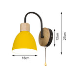 Maxbell Wall Lamp Wall Sconce Pendant with Pull Chain Switch for Cafe Bedside Indoor Yellow Lampshade