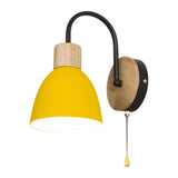 Maxbell Wall Lamp Wall Sconce Pendant with Pull Chain Switch for Cafe Bedside Indoor Yellow Lampshade