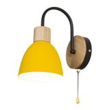 Maxbell Wall Lamp Wall Sconce Pendant with Pull Chain Switch for Cafe Bedside Indoor Yellow Lampshade