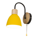 Maxbell Wall Lamp Wall Sconce Pendant with Pull Chain Switch for Cafe Bedside Indoor Yellow Lampshade